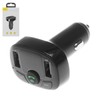 FM трансмітер Baseus S 09A, чорний, з кнопкою, з дисплеєм, з Bluetooth, USB тип A, 2 порта, 12 24 B, #CCTM 01 CCMT000001