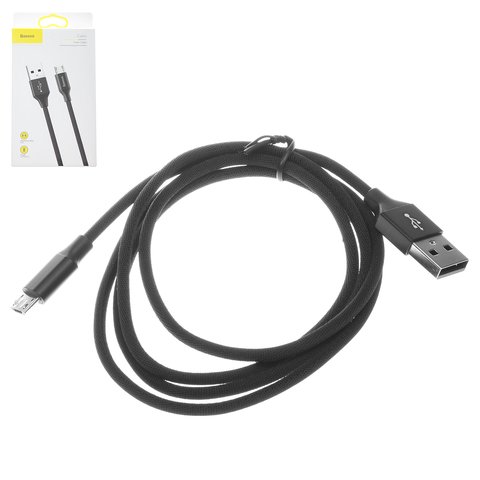 USB кабель Baseus Yiven, USB тип A, micro USB тип B, 100 см, 2 A, чорний, #CAMYW A01