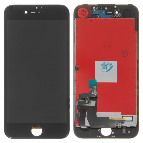 Дисплей для iPhone 7, чорний, з рамкою, Copy, Tianma, з пластиками камери та давача наближення
