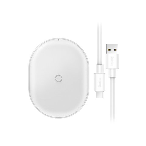Беспроводное зарядное устройство Baseus BS W501, белое, силикон, пластик, 15 Вт, с USB кабелем тип C, #WXYS 02
