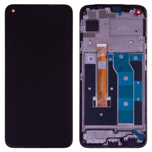 Дисплей для Realme 6, черный, с рамкой, High Copy, RMX2001, #1540396362