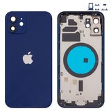 Корпус для iPhone 12, синий, с держателем SIM-карты, с боковыми кнопками