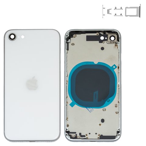 Корпус для iPhone SE 2020, білий, з тримачем SIM карти, з боковими кнопками
