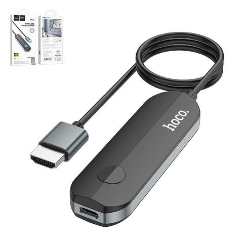 Адаптер Hoco UA23, USB тип C, HDMI, черный, Bluetooth, ip version, #6931474789785