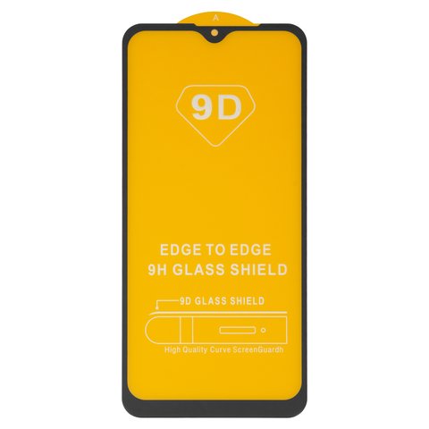 Захисне скло для Realme C2; Oppo A1k, сумісне з чохлом, Full Glue, без упаковки , чорний, шар клею нанесений по всій поверхні