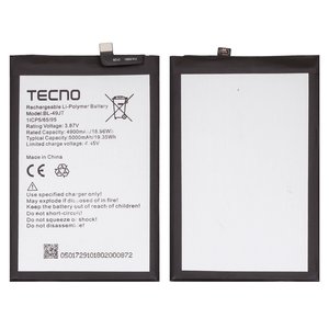Акумулятор BL 49JT для Tecno Camon 17 Pro, Camon 18, Camon 18P, Spark 20 Pro KJ6 , Spark 30 Pro KL7 , Li Polymer, 3,87 B, 5000 мАг, Original PRC 