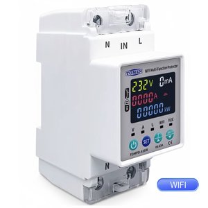 Умный счетчик TOMZN TOMPD 63SW, с WiFi, 220 В, 1 63А, с защитой по току и напряжению, с дифференциальной защитой