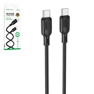 USB кабель Borofone BX113, 2xUSB тип C, 100 см, 60 Вт, чорний, #6941991115455