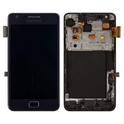 Pantalla LCD puede usarse con Samsung I9105 Galaxy S2 Plus, azul, con marco, Original PRC 