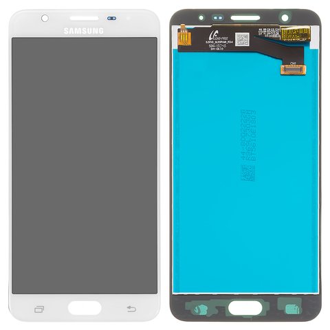 LCD compatible with Samsung G610 Galaxy J7 Prime, SM G610 Galaxy On Nxt, white, without frame, original change glass 