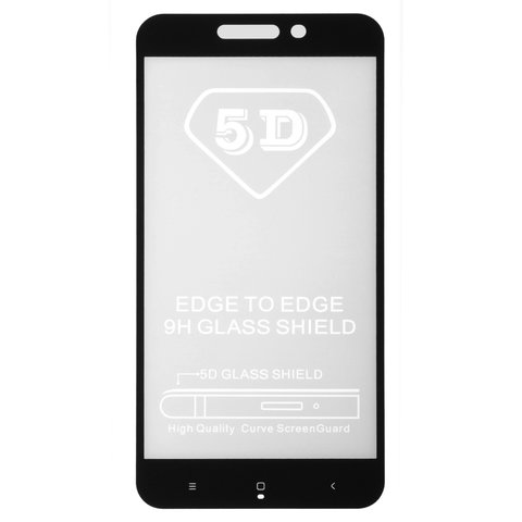 Tempered Glass Screen Protector All Spares compatible with Xiaomi Redmi 4A, 0,26 mm 9H, Full Glue, compatible with case, black, the layer of glue is applied to the entire surface of the glass, 2016117 