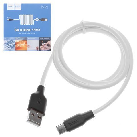 Cable USB Hoco X21, USB tipo A, USB tipo C, 100 cm, 2 A, blanco