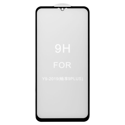 Tempered Glass Screen Protector All Spares compatible with Huawei Y9 2019 , 5D Full Glue, black, the layer of glue is applied to the entire surface of the glass 