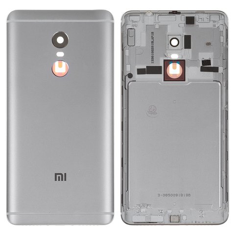 Housing Back Cover compatible with Xiaomi Redmi Note 4, Redmi Note 4X, gray, with side button, Original PRC , MediaTek 