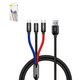 Cable USB Baseus Three Primary Colors, USB tipo-A, USB tipo C, micro USB tipo-B, Lightning, 120 cm, 3.5 A, negro, #CAMLT-BSY01