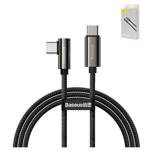 Cable USB Baseus Elbow, 2xUSB tipo C, 100 cm, 100 W, 5 A, negro, en forma de L, con revestimiento de nylon, con indicador, #CATCS 01