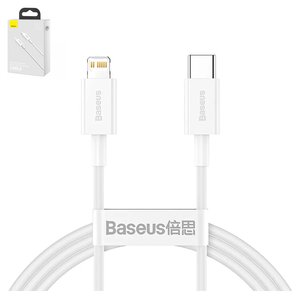 Cable USB Baseus Superior, USB tipo C, Lightning, 25 cm, 20 W, blanco, de silicona, #CATLYS 02