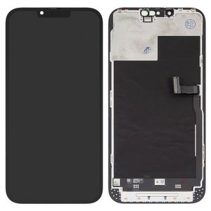 Pantalla LCD puede usarse con iPhone 13 Pro Max, negro, con marco, vidrio reemplazado