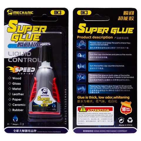 Superglue Mechanic OK3, 10 ml, quick drying 
