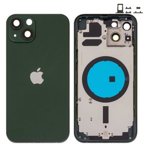 Housing compatible with iPhone 13, green, with SIM card holders, with side buttons 