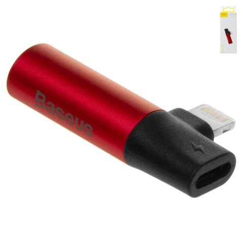 Adapter Baseus L43, from Lightning to 3.5 mm 2 in 1, doesn't support microphone , TRS 3.5 mm, Lightning, red, 2 A  #CALL43 91