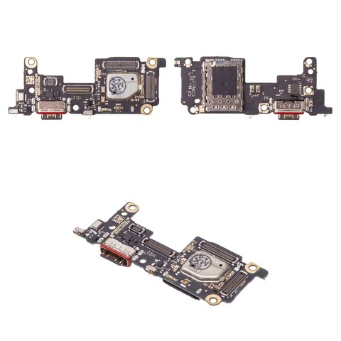 Flat Cable compatible with Xiaomi 12T, 12T Pro, charge connector, with SIM connector, with microphone, with components, charging board 