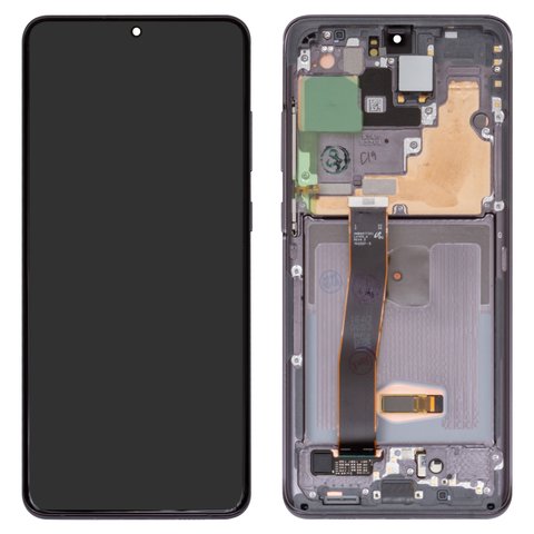 LCD compatible with Samsung G988 Galaxy S20 Ultra, gray, with frame, Original, service pack, cosmic grey #GH82 22327B GH82 22271B