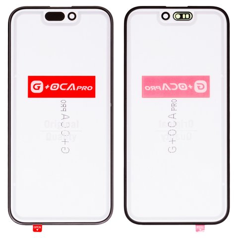 Housing Glass G+OCA PRO compatible with iPhone 15 Pro, with OCA film, black 