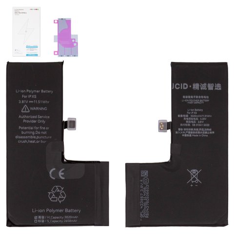 Аккумулятор JCID для Apple iPhone XS, Li Polymer, 3,81 В, 3020 мАч, повышенная ёмкость