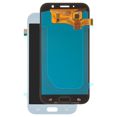 Pantalla LCD puede usarse con Samsung A720 Galaxy A7 2017 , azul claro, sin marco, High Copy, con borde ancho, OLED , blue mist