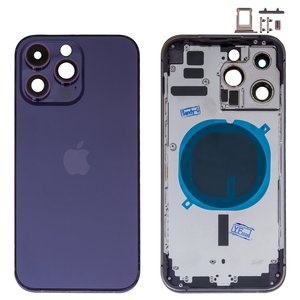 Carcasa puede usarse con iPhone 14 Pro Max, morado, con botones laterales,  con sujetador de tarjeta SIM, HC, Global, deep purple