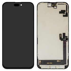 Pantalla LCD puede usarse con iPhone 16 Plus, negro, con marco, AAA, TFT , ZY, LTPS HD+