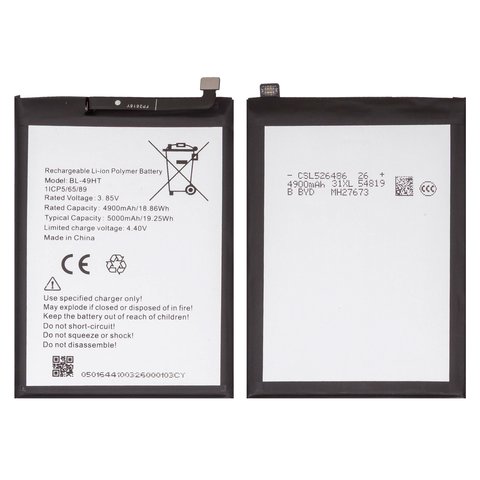 Batería BL 49HT puede usarse con Tecno Camon 16, Spark 6, Li Polymer, 3.85 V, 5000 mAh, Original PRC 