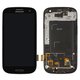 Дисплей для Samsung I9300 Galaxy S3, чорний, з рамкою, Оригінал (переклеєне скло)