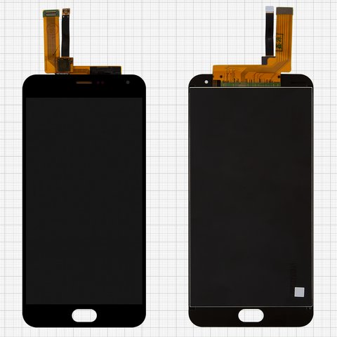 Дисплей для Meizu M2 Note, чорний, тип 1 , без рамки, з жовтим шлейфом