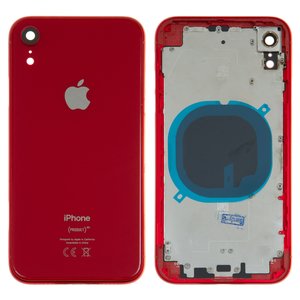 Корпус для iPhone XR, красный, с держателем SIM карты, с боковыми кнопками