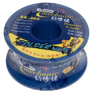 Припій Mechanic SX 862, Sn 63% , Pb 37%, флюс 1 3%, 0,5 мм, 60 г