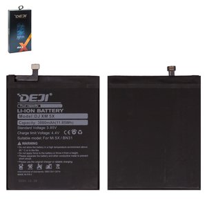 Аккумулятор Deji BN31 для Xiaomi Mi A1, Redmi Note 5A, Li ion, 3,85 B, 3080 мАч