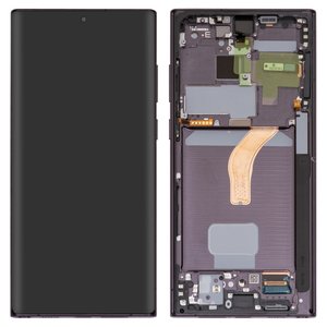 Дисплей для Samsung S908B Galaxy S22 Ultra 5G, чорний, з рамкою, Original PRC 
