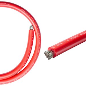 Провід в силіконовій ізоляції 2AWG, 33,6 мм², 1 м, червоний